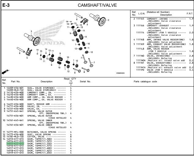 SHIM,TAPPET(1.550) CBR150
