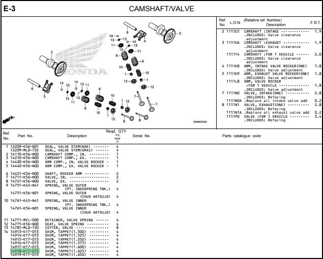 SHIM,TAPPET(1.625) CBR150
