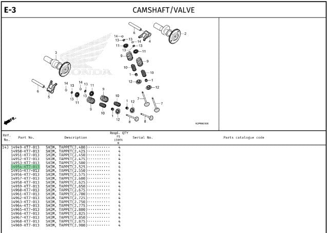 SHIM,TAPPET(2.525) CBR150