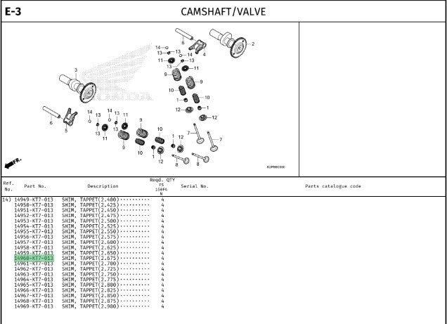 SHIM,TAPPET(2.675) CBR150