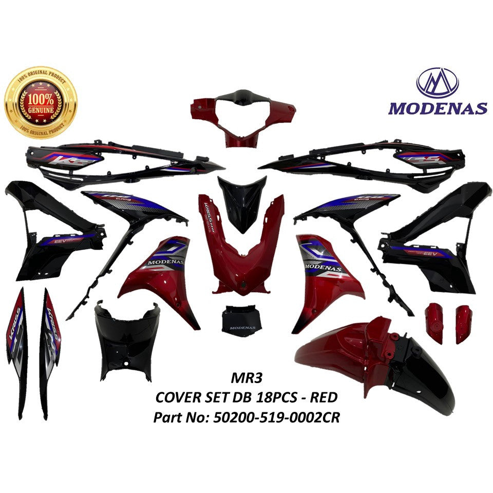 SET BODY COVER-18 PCS-RED(MR3 DISK) PASSIONATE RED