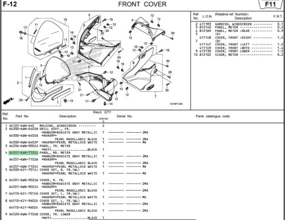 PANEL REAR METER *NH-B45M* PCX V1