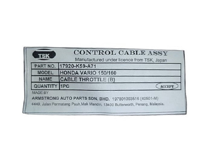 17920-K59-A71-TSK-CABLE COMP B,THROTTLE-VARIO150