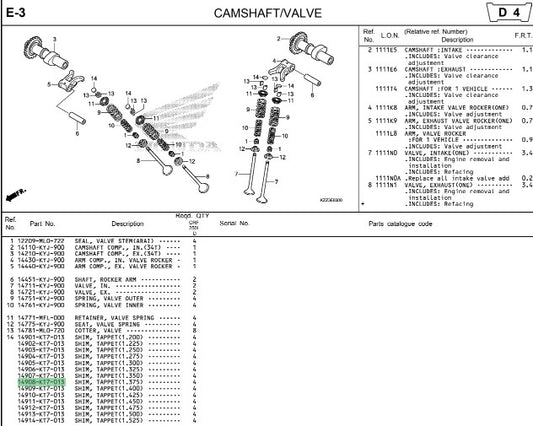 SHIM,TAPPET(1.375) CBR150