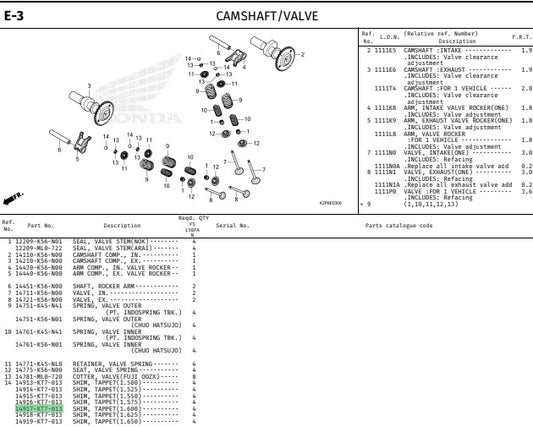 SHIM,TAPPET(1.600) CBR150