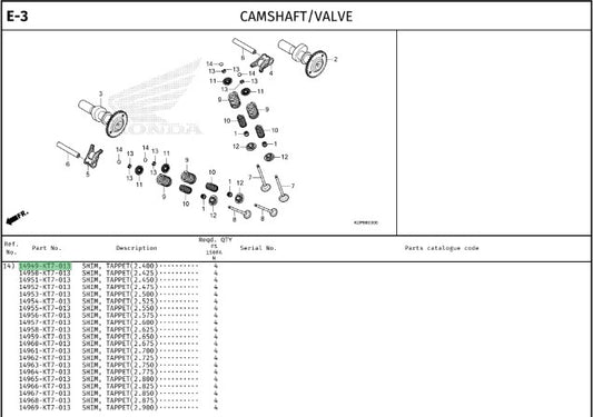 SHIM,TAPPET(2.400) CBR150