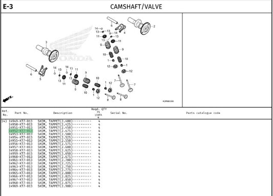 SHIM,TAPPET(2.475) CBR150