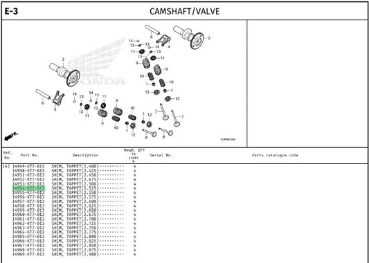 SHIM,TAPPET(2.525) CBR150