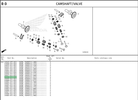 SHIM,TAPPET(2.625) CBR150