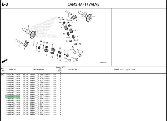 SHIM,TAPPET(2.675) CBR150