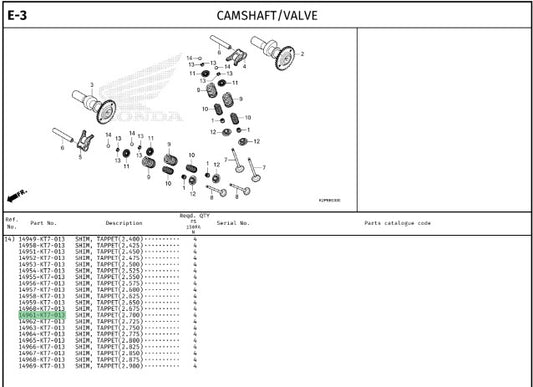 SHIM,TAPPET(2.700) CBR150