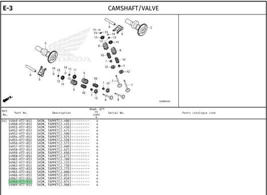 SHIM,TAPPET(2.875) CBR150