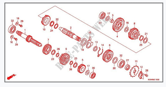 GEAR,COUNTERSHAFT SECOND (28T) WAVE110