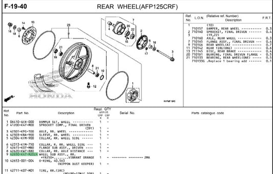 WHEEL SUB ASSY,RR *YR-308* DASH125 V1