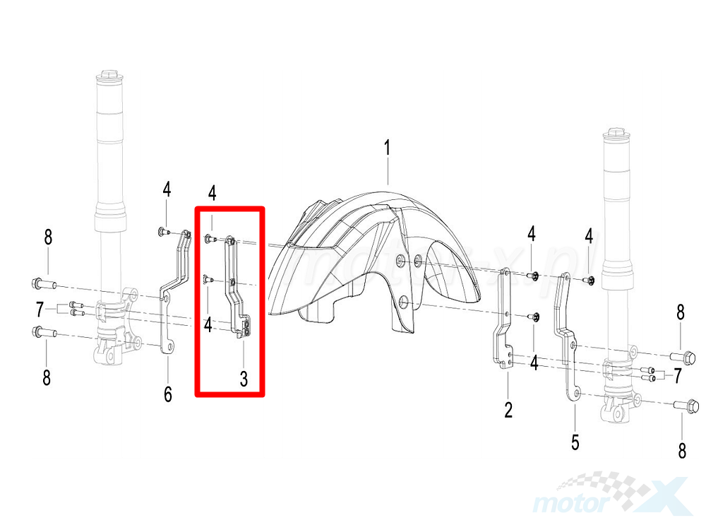 FRONT RIGHT BRACKET,FRONT FENDER-RFS150i