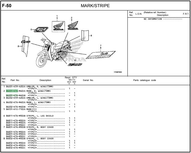 MARK,R & L WING(75MM) DREAM 110 FI V3-1