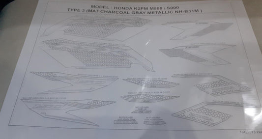 86000-K2P-M80ZA-STRIPE SET *NHB31* MAT CHARCOAL GREY METALLIC