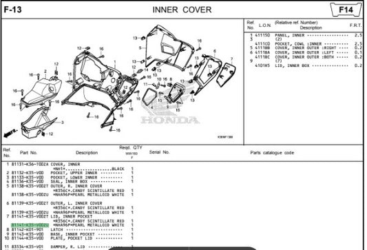 LID,INNER POCKET *NH-A96P* PCX V2