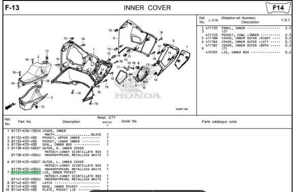 LID,INNER POCKET *R-256C* PCX V2