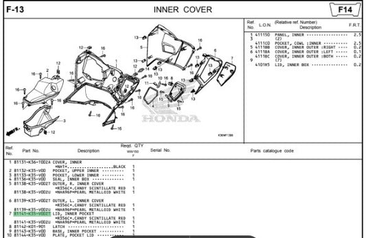 LID,INNER POCKET *R-256C* PCX V2
