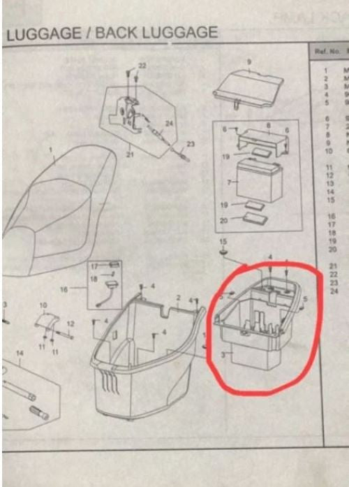 HELMET CASE ASSY.,RR SECTION (P408)